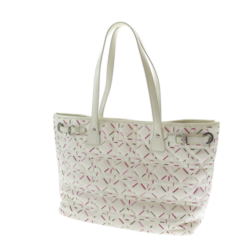 Christian Dior Logo Charm Tote Bag Coated Canvas White - Picture 1 of 8